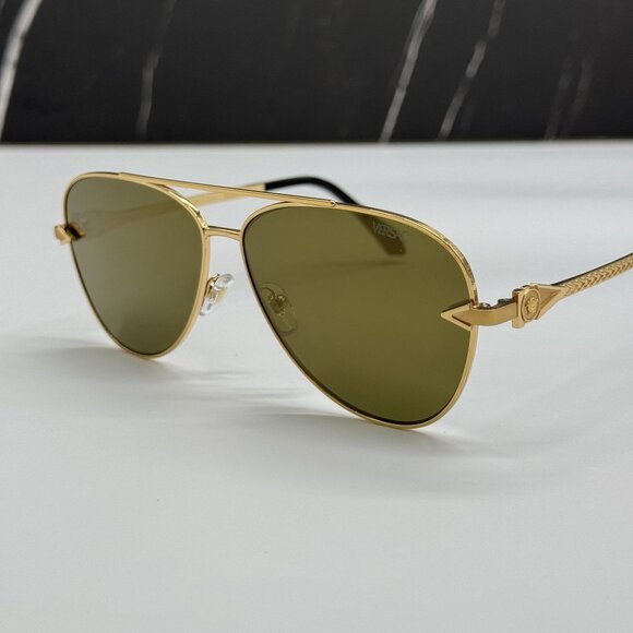 NEW VERSACE VE2283 1002/7I GOLD AVIATOR SUNGLASSES VERSACE VE2283 10027I - Picture 5 of 11